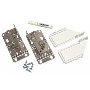 Hinges and End Cap Set for Tip-Out Slim Tray System (White Finish, Bulk Series)