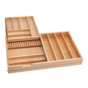 33" Two Tiered Cutlery Drawer No Slides Maple