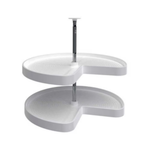 28" Polymer Kidney Lazy Susan Shelf Only White Independently Rotating