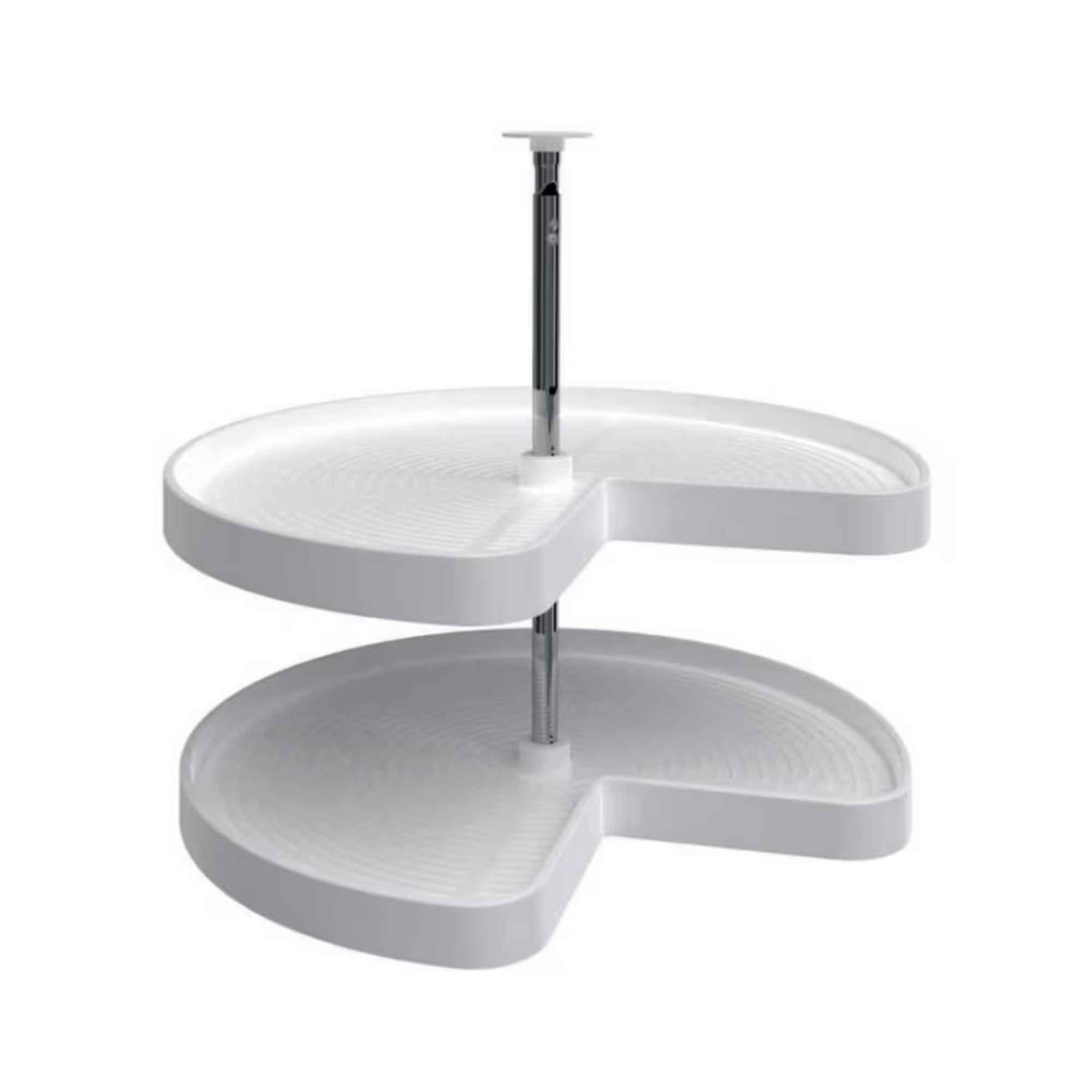 28" Polymer Kidney Lazy Susan Shelf Only White Independently Rotating