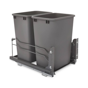 Orion Gray Steel Bottom Mount Waste Pullout w/ Double 50 qt. Containers and Soft-Close for 18" Full-Height Base Cabinet