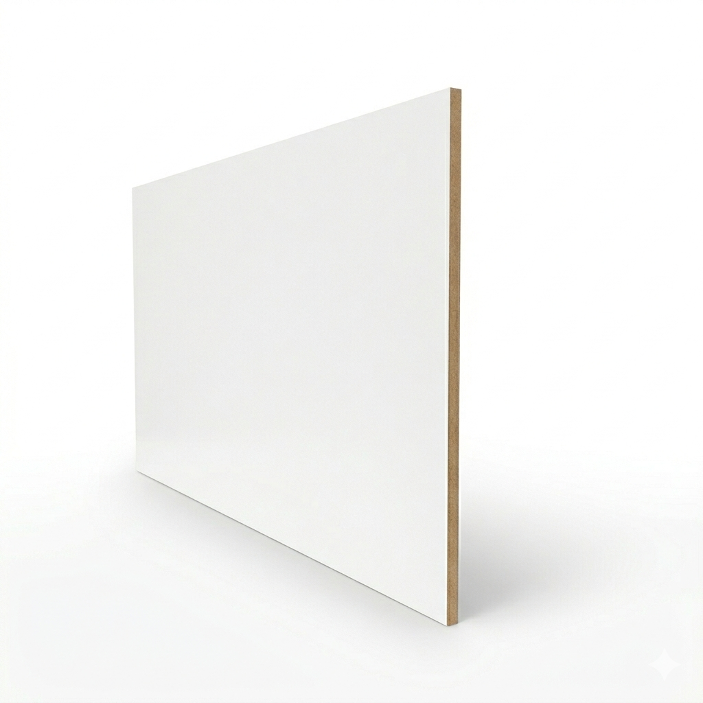 4' x 8' 1/4" White Melamine MDF Panel – Raw Back
