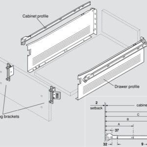 Blum Metabox 320H Drawer Series 18in C15 Runner Set