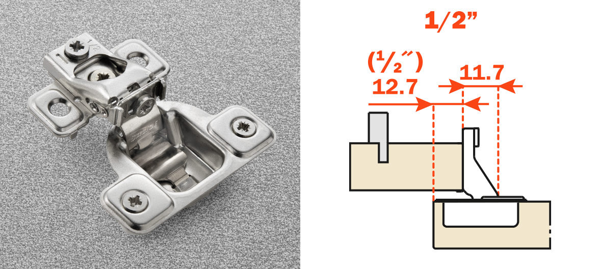 Salice 1/2" Overlay (CSR3799XR) Dowelled Face Frame S Series Excenthree 3 Cam Adjustment Dowelled Hinge Nickel