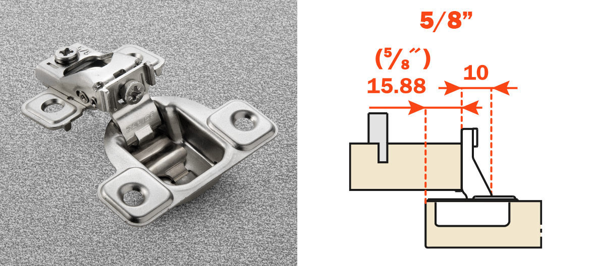 Salice 5/8" Overlay (CSR3599XR) Dowelled Face Frame S Series Excenthree 3 Cam Adjustment Dowelled Hinge Nickel