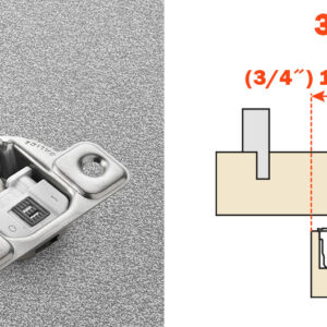 Salice 3/4" Overlay (CUR34D9) SOFT CLOSE Dowelled Face Frame Silentia Excentra 2 Cam Adjustment Hinge Nickel