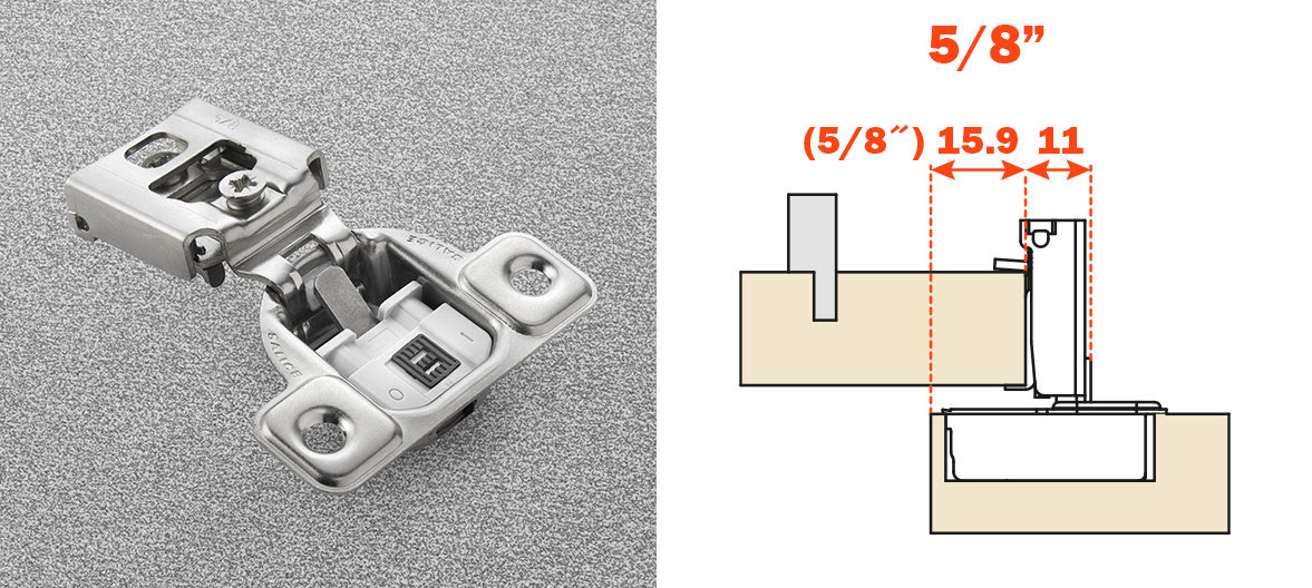 Salice 5/8" Overlay (CUR35D9) SOFT CLOSE Dowelled Face Frame Silentia Excentra 2 Cam Adjustment Hinge Nickel