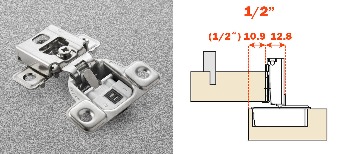 Salice 1/2" Overlay (CUR37D9R) SOFT CLOSE Dowelled Face Frame Silentia Excentra 3 Cam Adjustment Hinge Nickel