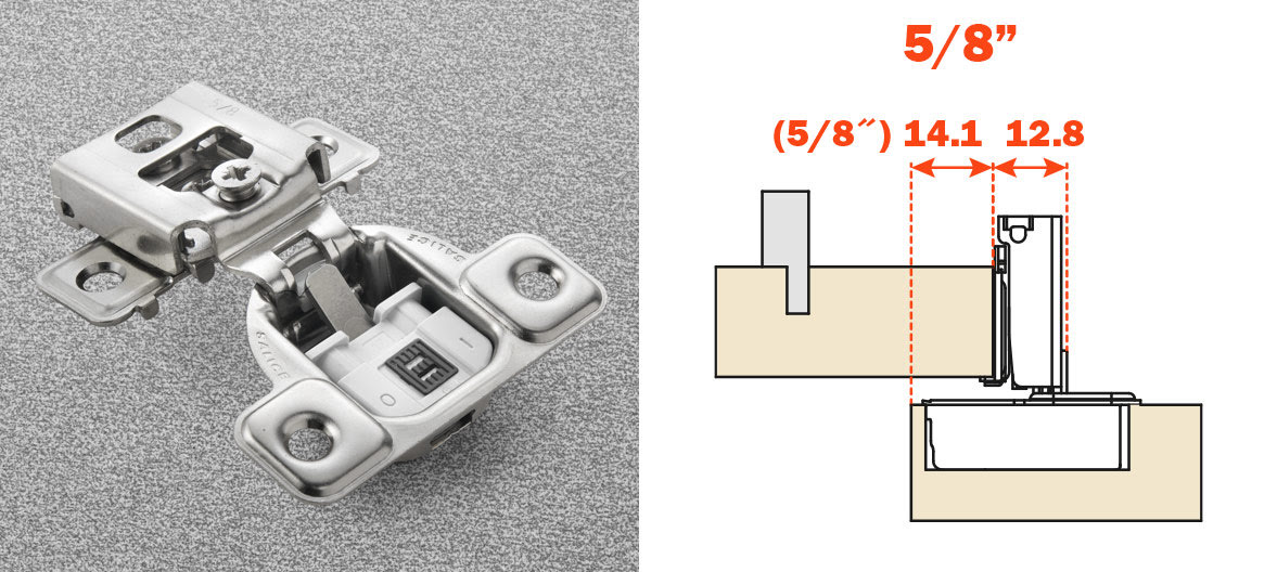 Salice 5/8" Overlay (CUR35D9R) SOFT CLOSE Dowelled Face Frame Silentia Excentra 3 Cam Adjustment Hinge Nickel