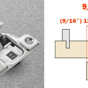 Salice 9/16" Overlay (CUR36D9R) Dowelled Face Frame Silentia Excentra 3 Cam Adjustment Dowelled Hinge Nickel