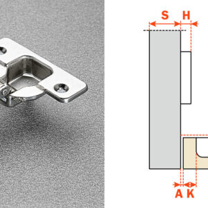 Salice 110-Opening Inset (C2RPP99) Dowelled Push Series 200 Hinge Nickel