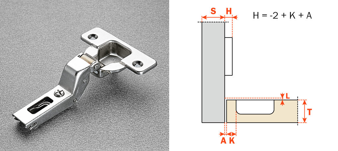 Salice 110-Opening Inset (C2RPP99) Dowelled Push Series 200 Hinge Nickel