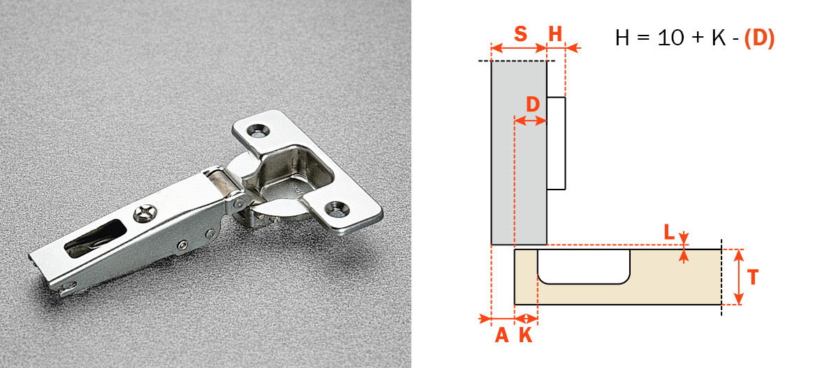 Salice 110-Opening 1/2" Overlay (C2R6D99) Dowelled Self-Closing Series 200 Hinge Nickel