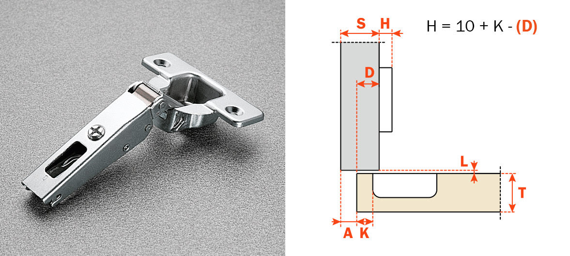 Salice 120-Opening 1/2" Overlay (C2R9D99) Dowelled Mount Self-Closing Series 200 Hinge Nickel