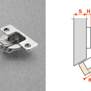 Salice Self-Closing Series 200 120-Opening Dowelled Negative 30 Corner Hinge Nickel