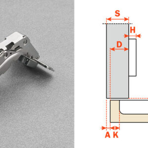 Salice 155-Opening Zero Protrusion Full Overlay (C2RKA99) Dowelled Self-Closing Series 200 Hinge Nickel
