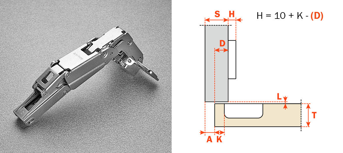 Salice 165-Opening 1/2" Overlay (C2RFD99) Dowelled Self-Closing Series 200 Hinge Nickel