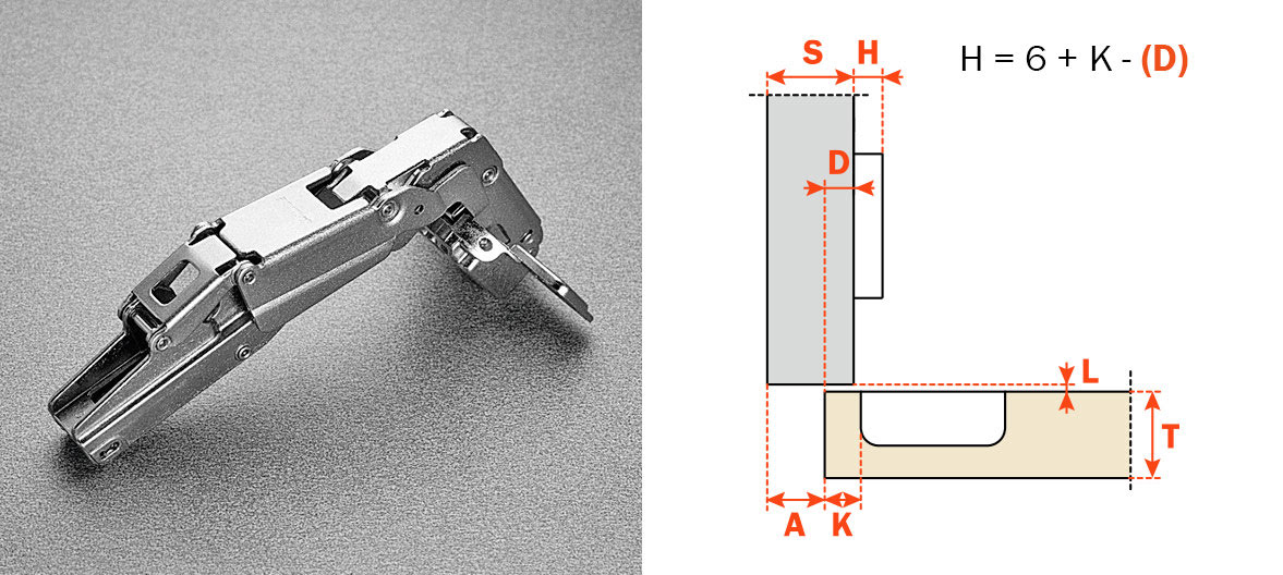 Salice 165-Opening Half Overlay (C27FG99) Rapido Mount Self-Closing Series 200 Hinge Nickel