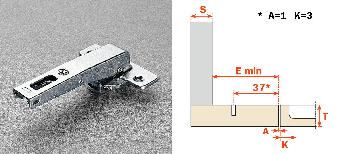Salice Inset Blind Corner (C2RBN99AC) Dowelled Self-Closing Series 200 Hinge Nickel