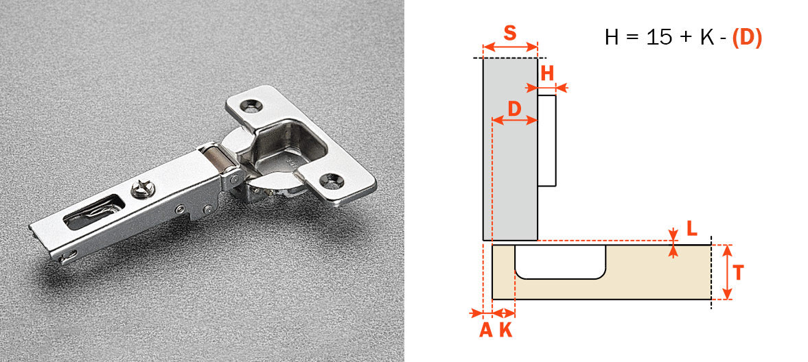 Salice Full Overlay (C2RBA99) THICK DOOR Dowelled Self-Closing Series 200 94-Opening Full Overlay Hinge Nickel