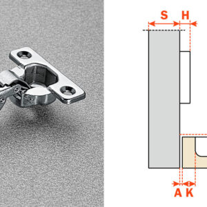 Salice Inset Mini Hinge (C4A7P99) Self-Closing Series 400 Mini 94-Opening 17-Arm