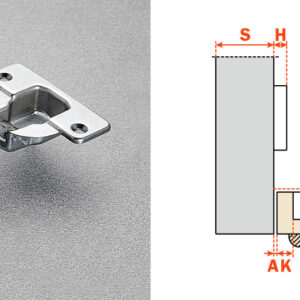 Salice 94-Opening Inset (CFA7P99) THICK DOOR Wood Screw Mount Self-Closing Series F Hinge Nickel