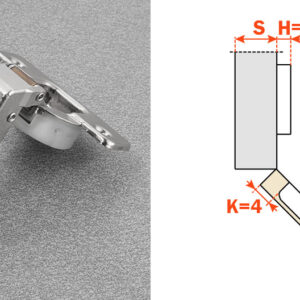 Salice 100-Opening +45Deg (C1R6ME9) SOFT CLOSE Dowelled Silentia Series Hinge