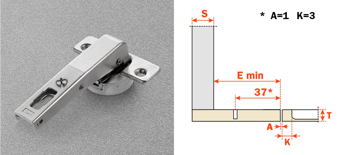 Salice Inset Blind Corner (C1R6NE9AC) Dowelled Silentia Plus Series Hinge