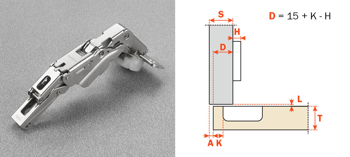 Salice 155-Opening Full Overlay (C2RKAE9) Dowelled Silentia Plus Series 200 Hinge Nickel