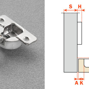 Salice Inset (C2RBPE9) THICK DOOR Dowelled Silentia Plus Series 200 94-Opening Inset Hinge Nickel