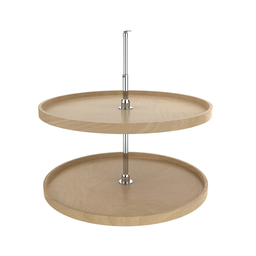 Full-Round Pull-Out Corner Organizer (Left Side, Wood Shelves)