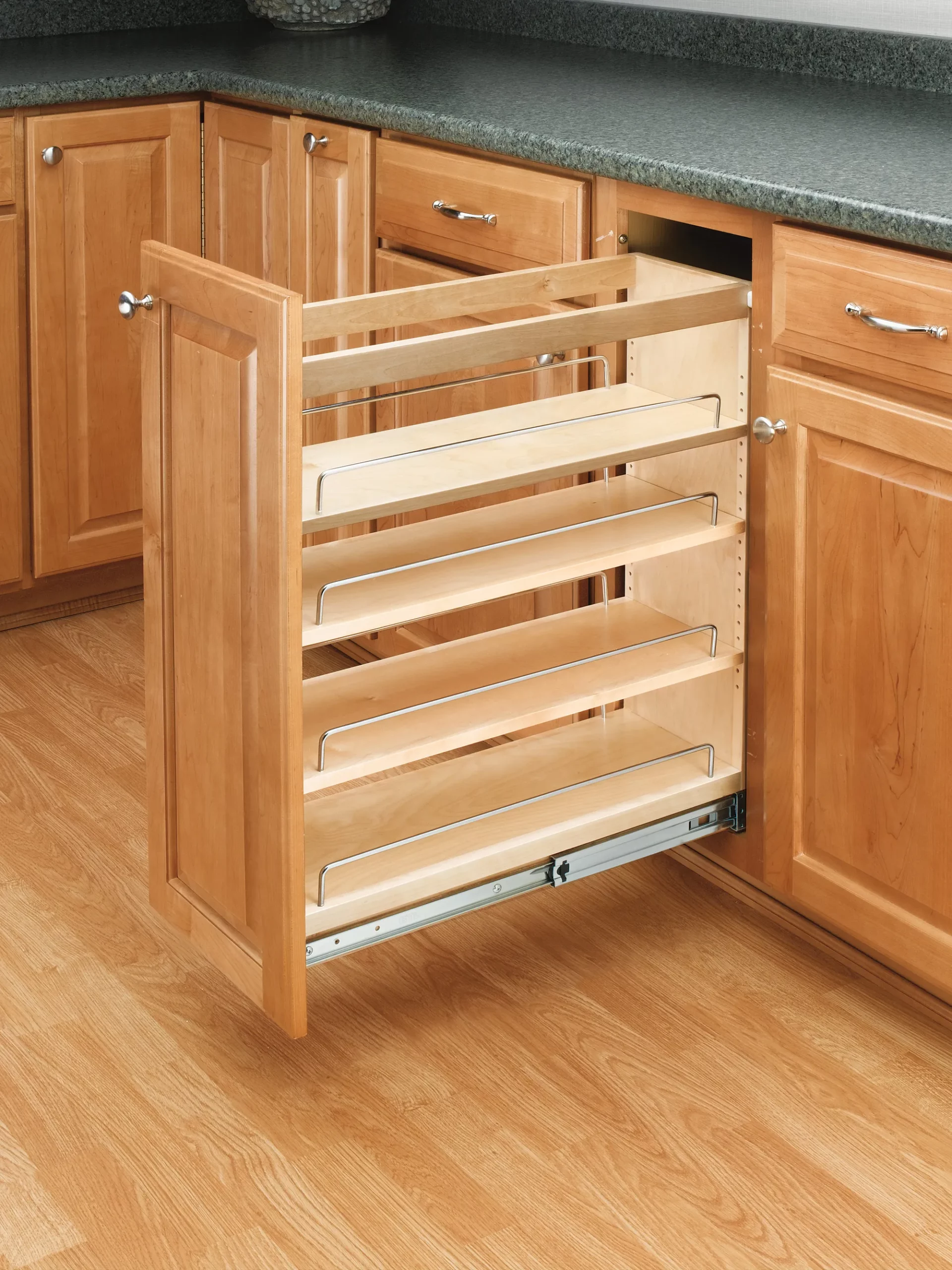 Rev-A-Shelf Wood Base Pull-Out Cabinet Organizer 5in Maple - Image 2