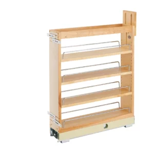 Rev-A-Shelf Wood Base Pull-Out Cabinet Organizer w.Ball-Bearing Soft-Close Slides 5in Maple