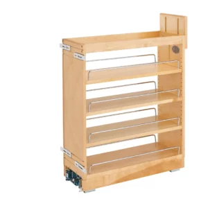 Rev-A-Shelf Wood Base Pull-Out Cabinet Organizer w.Ball-Bearing Soft-Close Slides 8in Maple