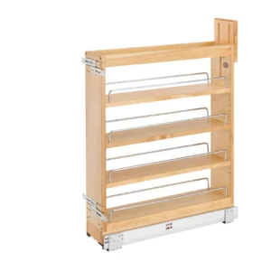 Rev-A-Shelf Wood Base Pull-Out Cabinet Organizer w.Blumotion Soft-Close Slides 5in Maple