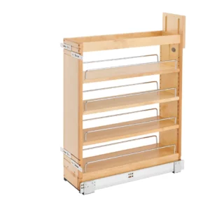 Rev-A-Shelf Wood Base Pull-Out Cabinet Organizer w.Blumotion Soft-Close Slides 6in Maple