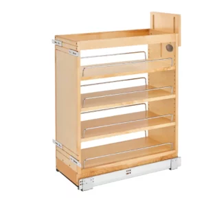 Rev-A-Shelf Wood Base Pull-Out Cabinet Organizer w.Blumotion Soft-Close Slides 9in Maple