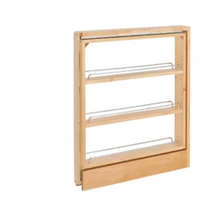 Rev-A-Shelf 3-Shelf Top Slide Pull-Out Between Cabinet Base Organizer w.Blumotion Soft-Close 3in Maple