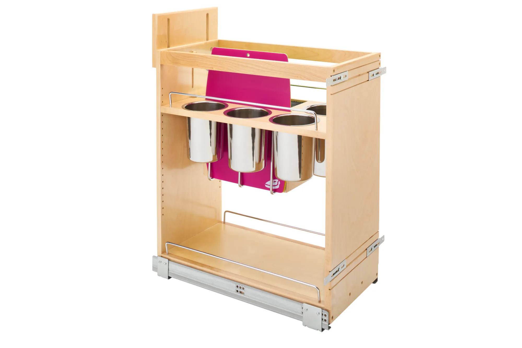 Rev-A-Shelf Wood Base Pull-Out Cabinet Organizer w.Knife Block and Blumotion Soft-Close Slides 11in Maple - Image 2
