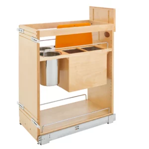 Rev-A-Shelf Wood Base Pull-Out Cabinet Organizer w.Knife Block and Blumotion Soft-Close Slides 11in Maple