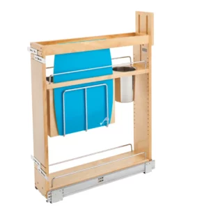 Rev-A-Shelf Wood Base Pull-Out Cabinet Organizer w.Knife Block and Blumotion Soft-Close Slides 5in Maple