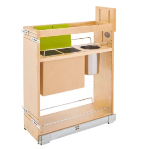 Rev-A-Shelf Wood Base Pull-Out Cabinet Organizer w.Knife Block and Blumotion Soft-Close Slides 8in Maple