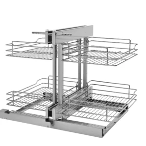 Rev-A-Shelf 2-Tier Wire Basket Organizer for Blind Corner Cabinet 15in Chrome
