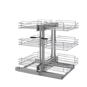 Rev-A-Shelf 3-Tier Wire Basket Organizer for Blind Corner Cabinet w.Soft-Close Slides 15in Chrome