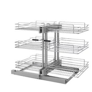 Rev-A-Shelf 3-Tier Wire Basket Organizer for Blind Corner Cabinet w.Soft-Close Slides 18in Chrome