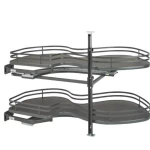 Rev-A-Shelf 2-Tier Solid Bottom Shelves for Left Door-Blind Right Corner Cabinet 18in Orion Gray