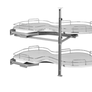 Rev-A-Shelf 2-Tier Solid Bottom Shelves for Left Door-Blind Right Corner Cabinet 18in Gray
