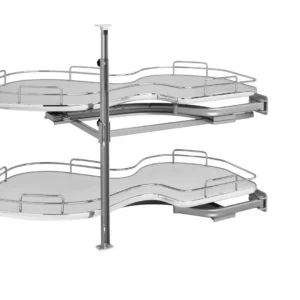 Rev-A-Shelf 2-Tier Solid Bottom Shelves for Right Door-Blind Left Corner Cabinet 18in Gray