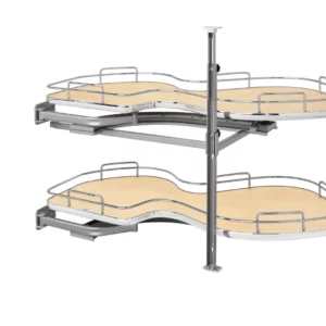 Rev-A-Shelf 2-Tier Solid Bottom Shelves for Left Door-Blind Right Corner Cabinet 18in Natural Maple