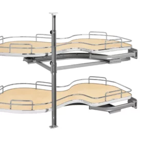 Rev-A-Shelf 2-Tier Solid Bottom Shelves for Right Door-Blind Left Corner Cabinet 18in Natural Maple